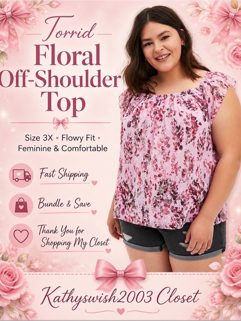 Torrid Clip Dot Off-Shoulder Top 3X Bust 28” Length 30”